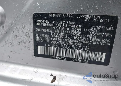 2024 Subaru Crosstrek Premium from USA, damaged, VIN JF2GUADC8RH220645